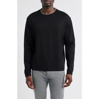 BOSS Talley Cotton Crewneck Top in Black at Nordstrom, Size Xx-Large