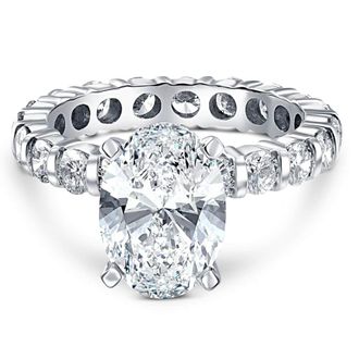 Pompeii3 5 Ct TW Oval Diamond Eternity Engagement Ring 14k White Gold Lab Grown