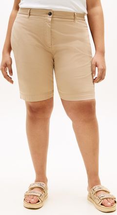 Tommy Hilfiger Chinoshorts TOMMY HILFIGER CURVE CRV CO GMD BLEND CHINO SHORT, Damen, Gr. 50, N-Gr, beige, Web, Obermaterial: 65% Baumwolle, 33% Lyocell, 2% Elasthan,