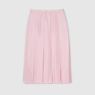 Gucci Silk Twill Pleated Midi Skirt, Pink