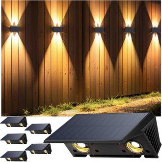 No Brand Aplique De Pared Exterior Con Energ&iacute;a Solar, Luz Blanca C&aacute;lida, Resistente Al Agua Con Certificaci&oacute;n Ip67, 120 L&uacute;menes, F&aacute;cil De Instalar