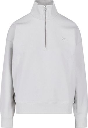 Maison Kitsun&eacute; Fox Cropped High Collar Zip Organic Cotton Sweatshirt