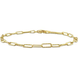 Delmar 18K Yellow Gold Plated Sterling Silver Fancy Paperclip Chain Bracelet at Nordstrom Rack