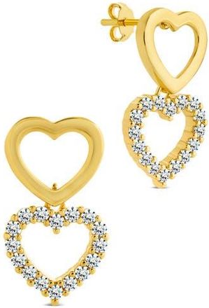 Sterling Forever Nerea Cubic Zirconia Heart Drop Earrings in Gold at Nordstrom Rack