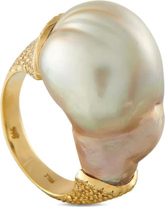 Yvel Anello Yvel in oro giallo 18kt con diamanti e perle barocche