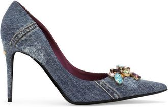 Dolce & Gabbana denim-patchwork leather pumps - women - Cotton - 37.5 - Blue