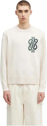 Filling Pieces Gebreide Trui Knoop - Heren - Ronde hals truien - Wit - XL - Wol - Truien & Vesten