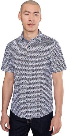 Johnston & Murphy XC+ Motion Short Sleeve Print Knit Shirt Mens Clothing Navy Surfboard Print Shirt : 2XL, Nylon/Spandex