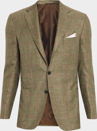 Kiton Men & apos;s Cashmere Windowpane Single-Breasted Sport Coat