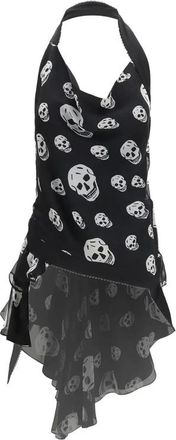Alexander McQueen Tops, Dames, Veelkleurig, M, Halterneck Top met Schedelprint