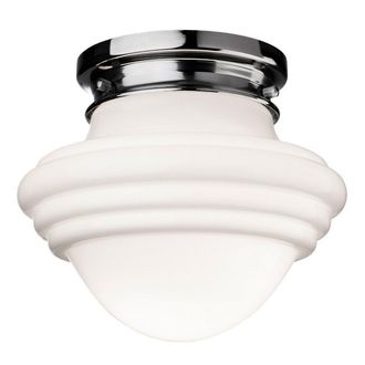 Netlighting Art 1 Light Flush Light Chrome Opal White Glass E27 in Clear