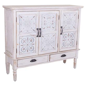 Wanderlust Deco Aparador de madera tallada 3 puertas y 2 cajones
