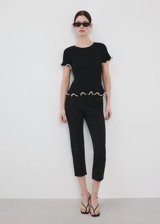 Mango Pullover peplum bordi contrasto nero - Donna - XS - MANGO