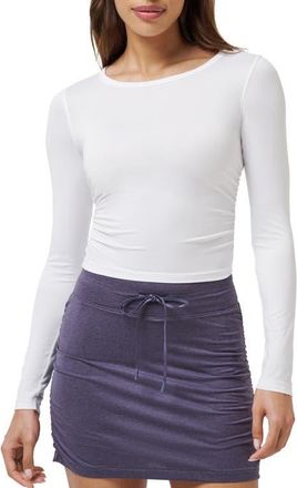 Travis Mathew Skyline Ruched Jersey Long Sleeve T-Shirt in White at Nordstrom, Size X-Small