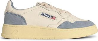 Autry Medalist Low - White Leather And Suede Sneakers In Powder