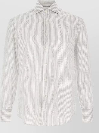 Brunello Cucinelli striped cotton french collar shirt