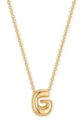 Brook & York Mini Pippa Bubble Initial Pendant Necklace in Gold G at Nordstrom