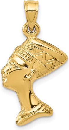 Diamond2Deal 14k Yellow Gold 3-D Nefertiti Pendant