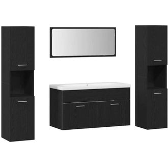 vidaXL Juego De Muebles De Ba&ntilde;o 5 Pcs Roble Negro 30 X 30 X 130 Cm Vidaxl