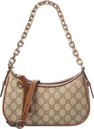 Gucci GG Emblem Small GG Supreme Canvas & Leather Shoulder Bag