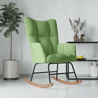 vidaXL Silla Mecedora De Terciopelo Verde Claro Vidaxl