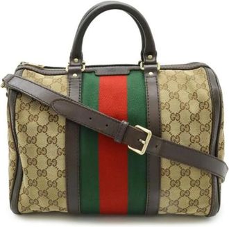 Gucci Pre-owned Handbags, female, Beige, Size: ONE SIZE Pre-owned Vintage Canvas Handbag