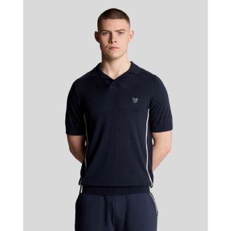 Lyle & Scott Heren Lyle And Scott gebreid poloshirt met naaduiteinden in blauw
