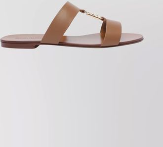 Dolce & Gabbana round toe open sandals with golden logo