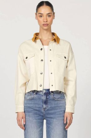 Dear John Denim Cropped Gina Jacket In Cashew