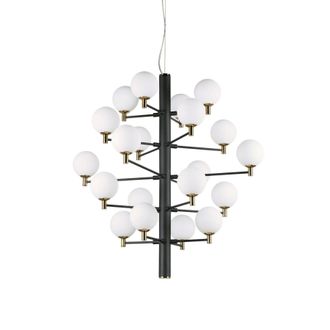 Netlighting Copernico 20 Light Multi Arm Ceiling Pendant Light Black G9