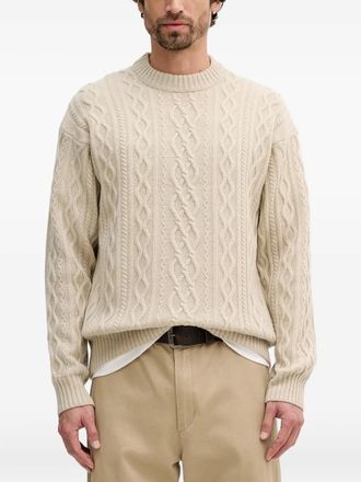 BOSS cable-knit crew-neck sweater - Toni neutri