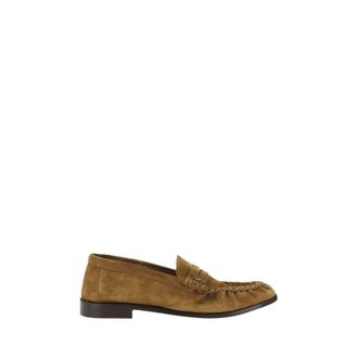 Saint Laurent Brown Calf Leather Bos Taurus Slip-On Mens Loafers