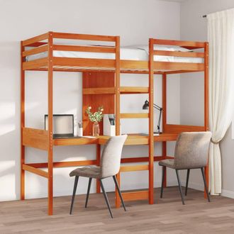 Berkfield Home Loft Bed Frame without Mattress Wax Brown 75x190cm Solid Wood Pine | Size: 75x190 cm