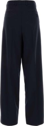 Miu Miu Womens Stretch Virgin Wool Trousers Blue Elastane