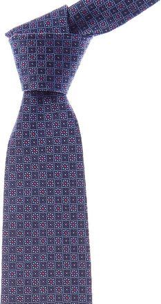 Etro Blue Floral Squares Silk Tie