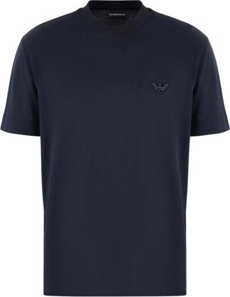 Emporio Armani Flocked Logo Crewneck T-shirt - Heren - T-shirts - Blauw - 2XL - Katoen - Tops