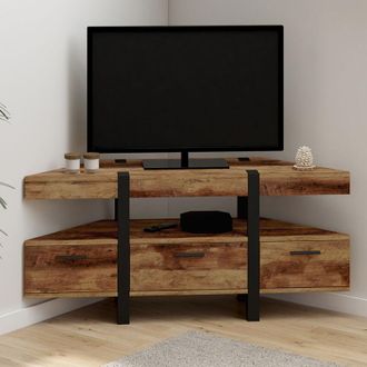 IDMarket Austria Mueble De Tv Esquinero De Madera De 110 Cm Con Patas De Pino Y Cajones