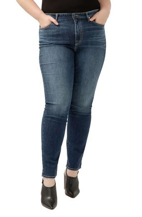 Silver Jeans Co Isbister High Waist Straight Leg Jeans in Indigo at Nordstrom, Size 12W X 31
