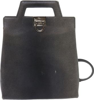 Ferragamo Gancini Leather Gray Leather Handbag (Pre-Owned)