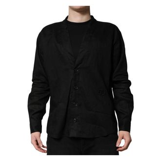 Dolce & Gabbana Heren, Overhemden, Zwart, Maat: 4XS Linnen