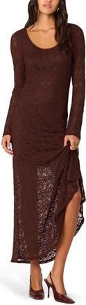 ASTR the Label Long Sleeve Lace A-Line Maxi Dress in Chocolate Brown at Nordstrom Rack, Size X-Large