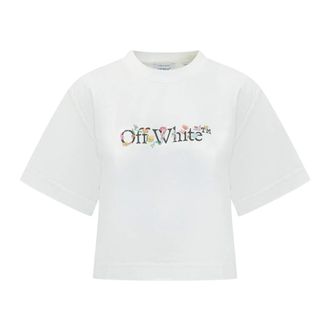 Off-white T-Shirts, female, White, Size: XS Bookish Glowing Flower Crop T-shirt