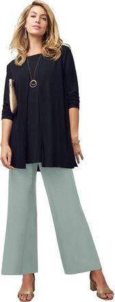 Jessica London Everyday Stretch Knit Wide Leg Pant in Grey Spruce at Nordstrom, Size 36