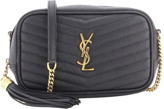 Saint Laurent Black Matelasse Chevron Leather Lou Camera Bag Mini (Authentic Pre-Loved)
