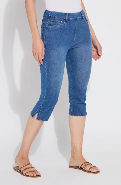 Lyssé holding Power Relaxed Straight Denim In Blue from