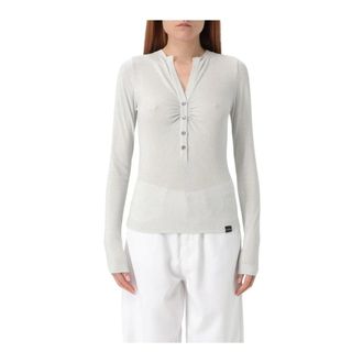 Pinko Chic Metallic Knit Top with Placket