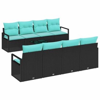 vidaXL Juego De Sof&aacute; 7 Uds. 6-n&uacute;mero De Plazas Negro Y Azul Claro Vidaxl