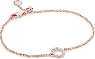Monica Vinader Rose Gold Riva Mini Circle Bracelet Diamond