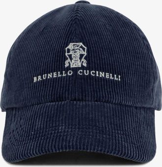 Brunello Cucinelli Cappello in vellito a coste con logo ricamato - BRUNELLO CUCINELLI - gender_Man