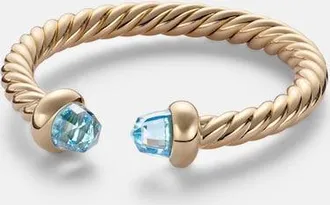 David Yurman Cablespira Micro 18kt gold ring with topaz